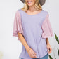 Cotton Candy Eyelet Ruffle Sleeve Top