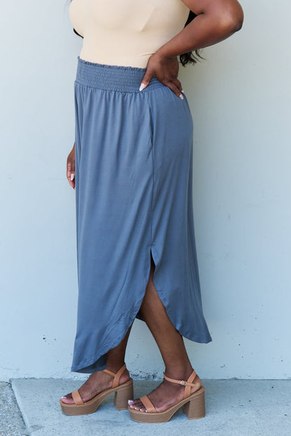 Waist Deep Maxi Skirt in Dusty Blue