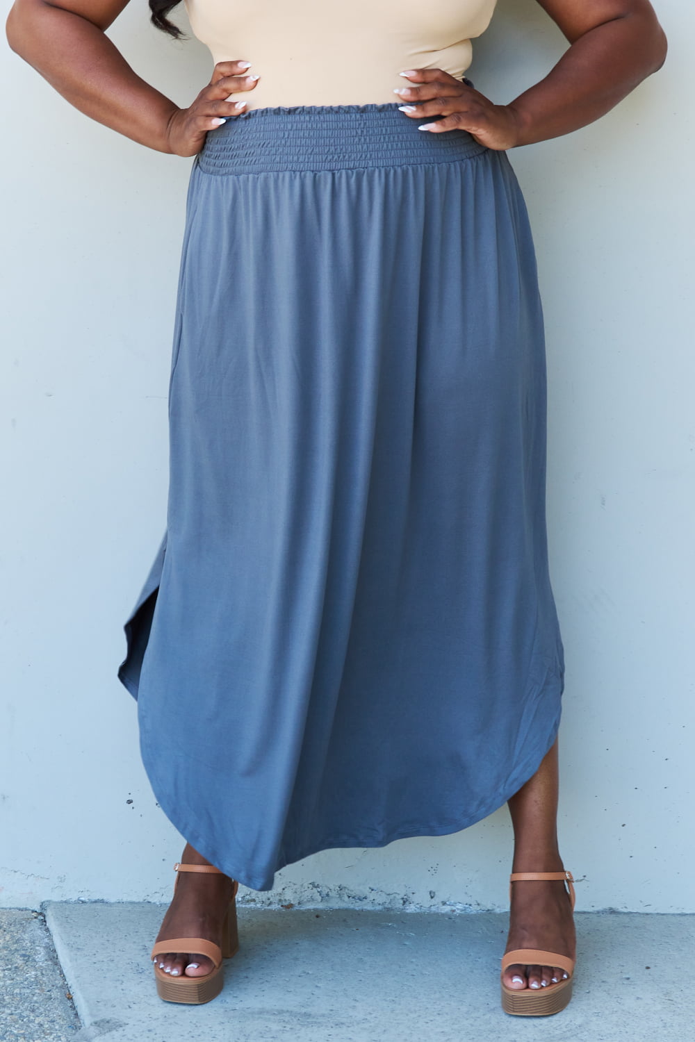 Waist Deep Maxi Skirt in Dusty Blue