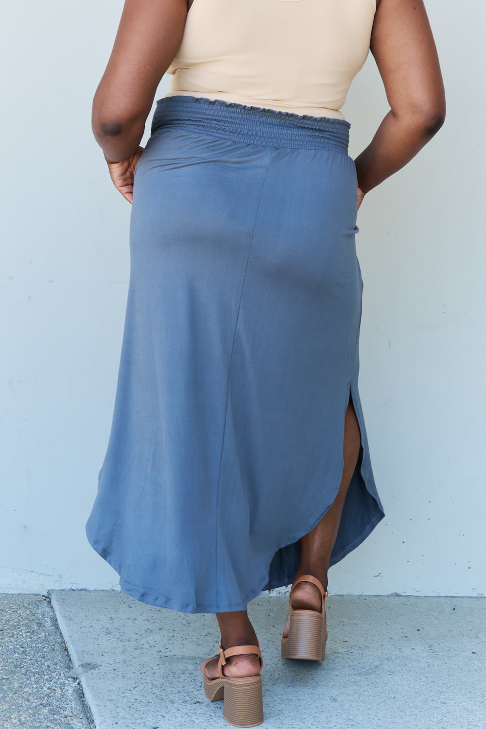 Waist Deep Maxi Skirt in Dusty Blue